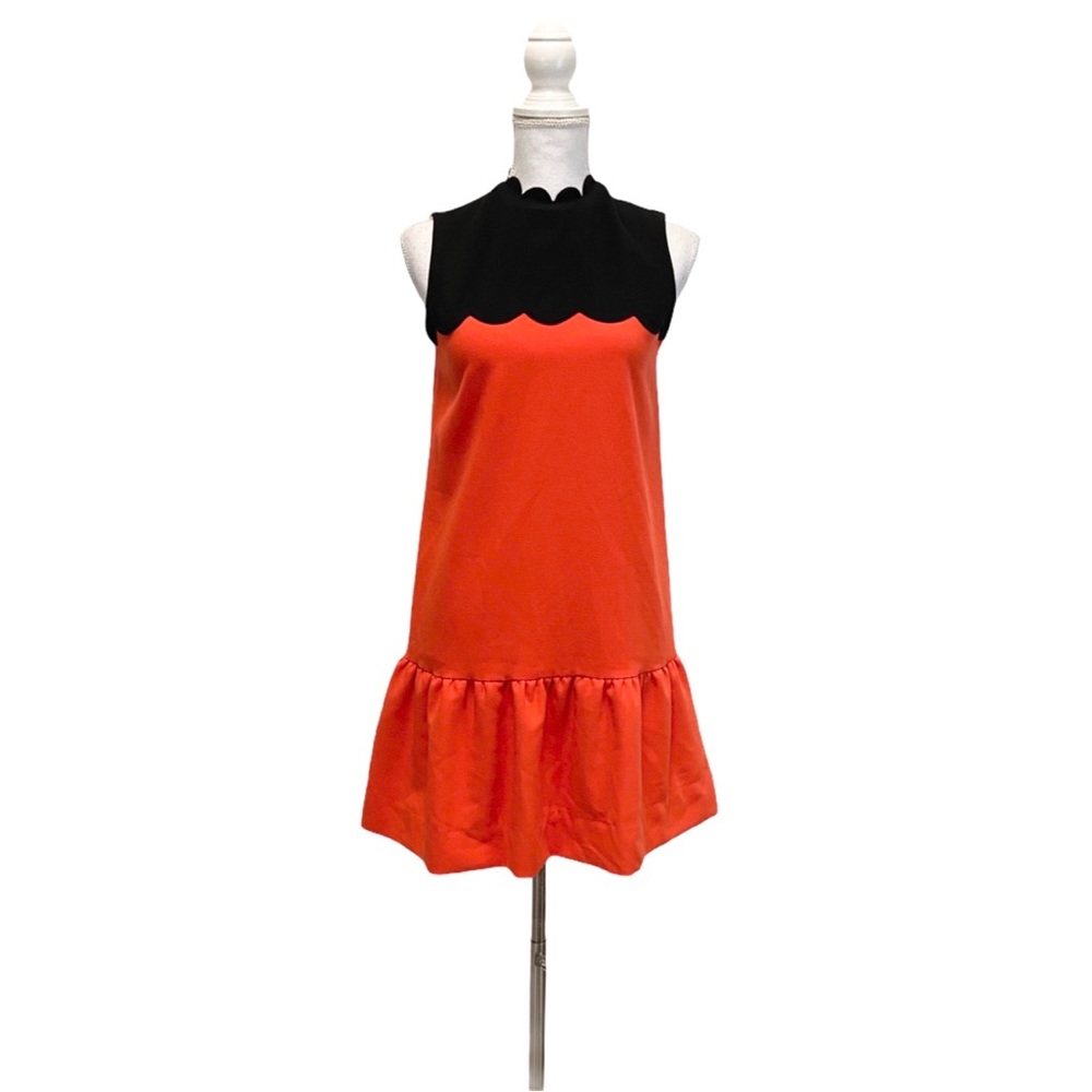 VICTORIA BECKHAM XS Black Orange Peplum Dress